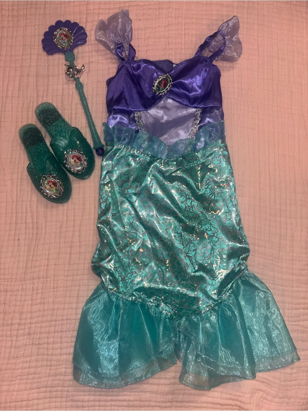 Girls Purple and Teal Princess Mermaid Dress-Up Costume with Accessories